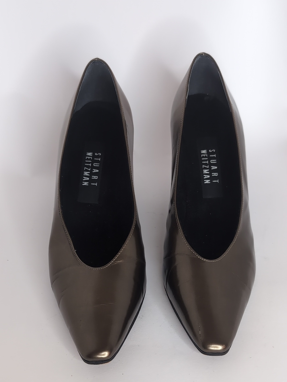 Stuart Weitzman Metallic Olive Pointed Flats
